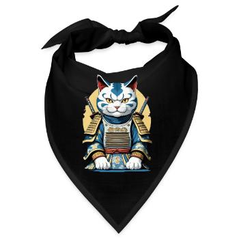 Samurai Katze Japanisches Samurai Kunstwerk Design - Bandana - Schwarz - Vorne