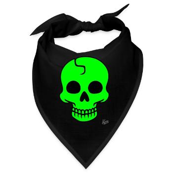 Limetten grüner Totenkopf - Bandana - Schwarz - Vorne