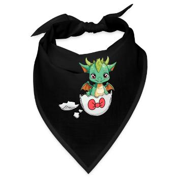 Drache Drachen Eierschale schlüpfen Baby Kind - Bandana - Schwarz - Vorne