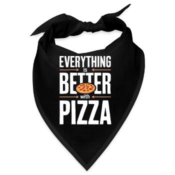 Alles Ist Besser Mit Pizza - Lustiges Pizza - Bandana - Schwarz - Vorne