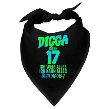 17. Geburtstag Digga ich bin 17 Ich Kann Alles - Bandana - Schwarz - Vorne
