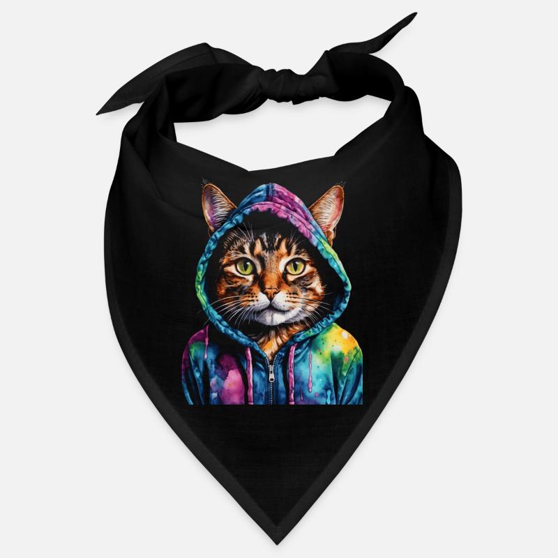 Sweat à capuche de chat coloré drôle animal design imprimé Bandana