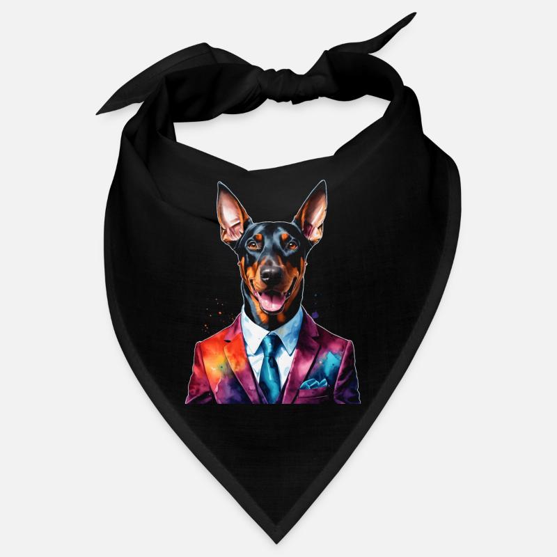 Dobermann Anzug Hund Bunt Lustig Tier Design Print Bandana