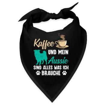 Aussie KAFFEE UND MEIN AUSSIE ALLES WAS ICH BRAUCH - Bandana - Schwarz - Vorne