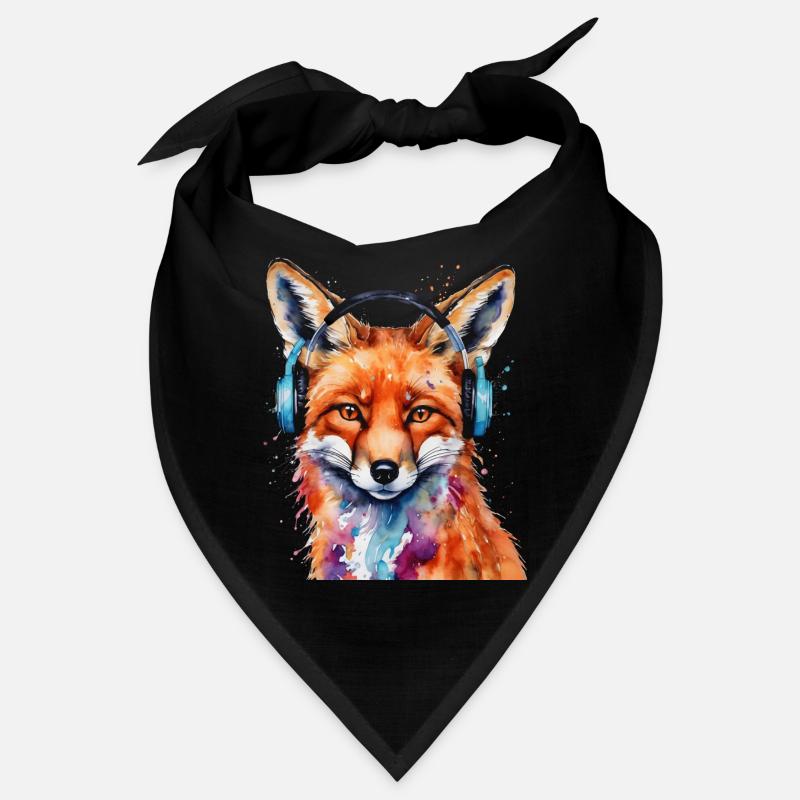 Fuchs Kopfhörer Musik Bunt Tier Design Print Bandana