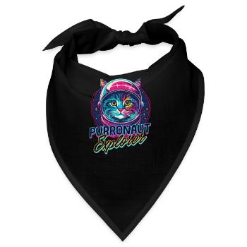 Katze Astronaut Purronaut Explorer - Bandana - Schwarz - Vorne