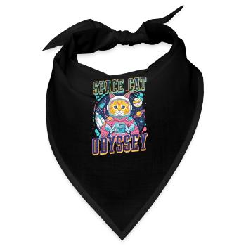 Katze Astronaut Weltraum Katze Odyssee - Bandana - Schwarz - Vorne