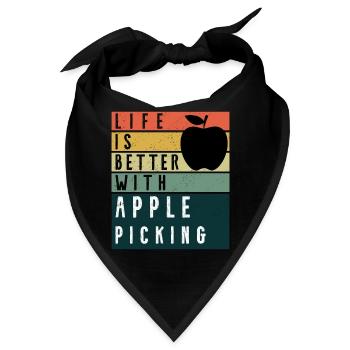 Das Leben ist besser mit Apple Picking Retro - Bandana - Schwarz - Vorne