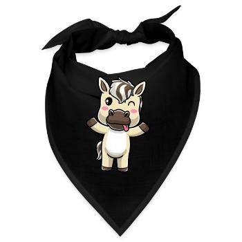 Fjordpferd Kawaii Emoticon - Bandana - Schwarz - Vorne