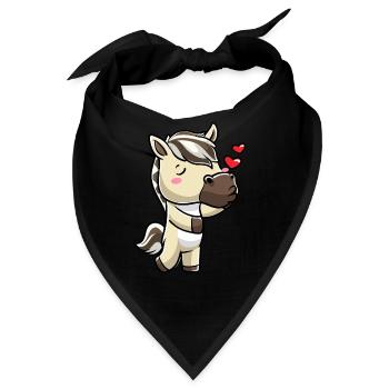 Fjordpferd Kawaii Emoticon - Bandana - Schwarz - Vorne