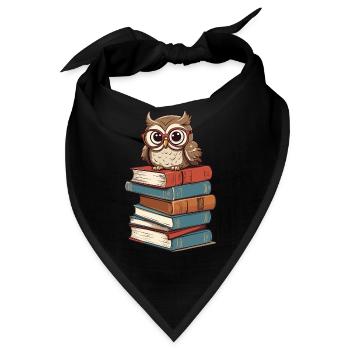 Bücher Eule Für Eulen Liebhaber Und Leseratten - Bandana - Schwarz - Vorne