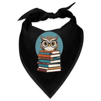 Süße Buch Illustration Eule Bücherliebhaber - Bandana - Schwarz - Vorne
