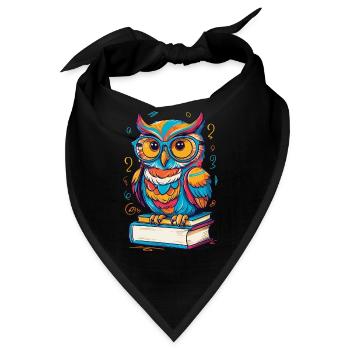 Bücher Eule Eulen Liebhaber Süße Buch Illustration - Bandana - Schwarz - Vorne