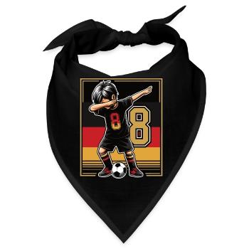 8 Jahre Junge Fussball Schwarz Rot Gold - Bandana - Schwarz - Vorne
