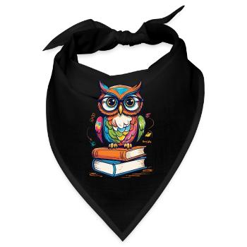 Süße Buch Illustration Eulen Liebhaber - Bandana - Schwarz - Vorne