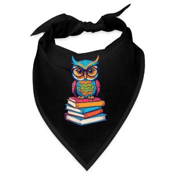 Bücher Eule Lesender Kauz Literatur Bücherliebe - Bandana - Schwarz - Vorne