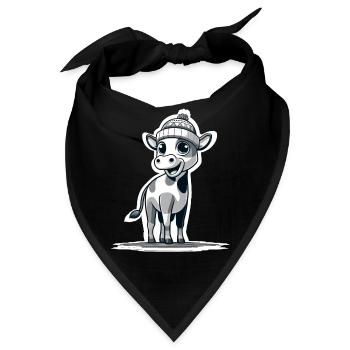 Kälbchen mit Mütze sw - Bandana - Schwarz - Vorne