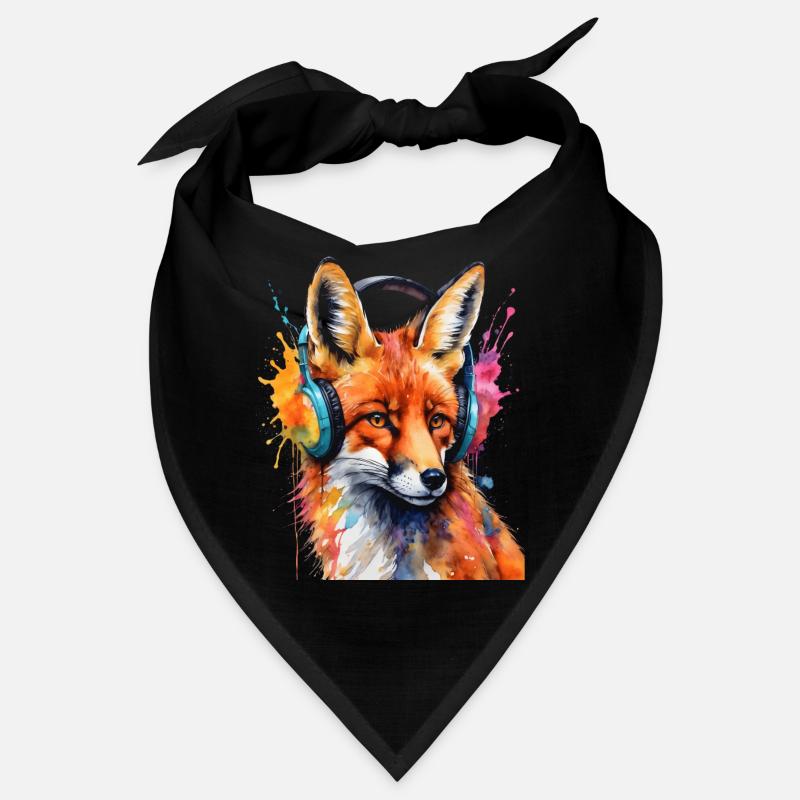 Fuchs Kopfhörer Musik Bunt Tier Design Print Bandana