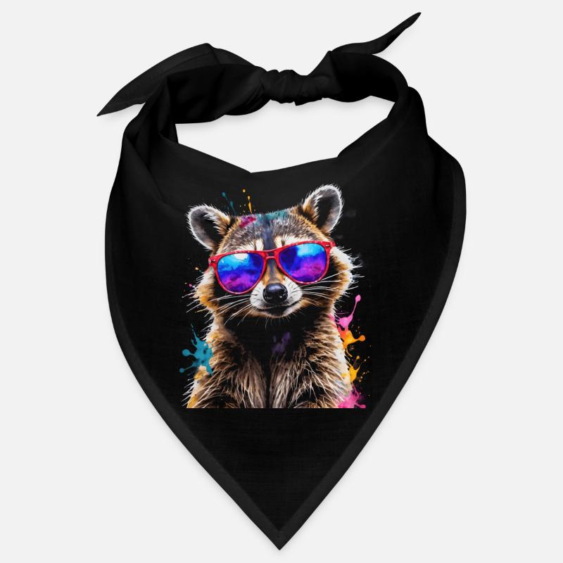 Lunettes de soleil raton laveur Imprimé de conception animale colorée - Bandana - noir