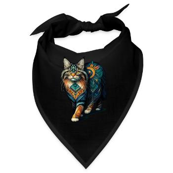 Bunte Splash Art American Bobtail Bobtails - Bandana - Schwarz - Vorne