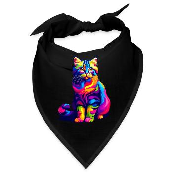 Bunte Pop Art American Curl - Bandana - Schwarz - Vorne