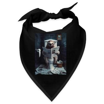 Faultier Toilette Zeitung lesen Geschenk - Bandana - Schwarz - Vorne