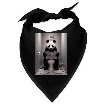 Panda Toilette Zeitung lesen Geschenk - Bandana - Schwarz - Vorne