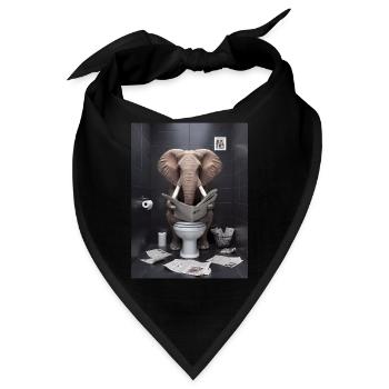 Elefant Toilette Zeitung lesen Geschenk - Bandana - Schwarz - Vorne