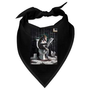 Affe Toilette lesen Zeitung Geschenk - Bandana - Schwarz - Vorne