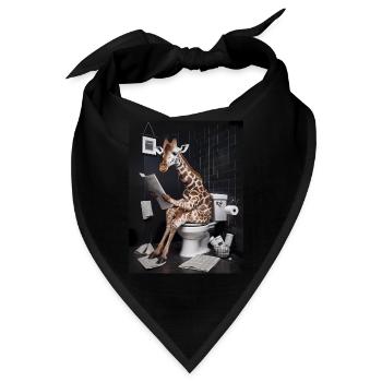 Giraffe Toilette Zeitung lesen Geschenk - Bandana - Schwarz - Vorne