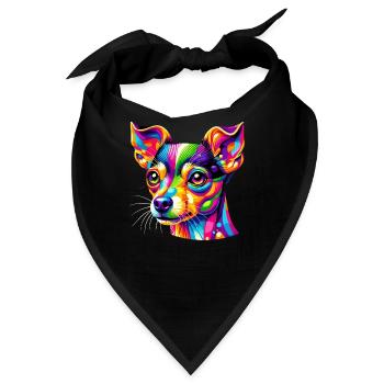 Buntes Pop Art Spielzeug Foxterrier Amerikanisches Spielzeug - Bandana - Schwarz - Vorne