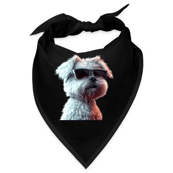 Malteser Kleiner Maltese Hund Liebe Süße Malteser - Bandana - Schwarz - Vorne