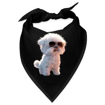 Malteser Kleiner Maltese Hund Liebe Süße Malteser - Bandana - Schwarz - Vorne