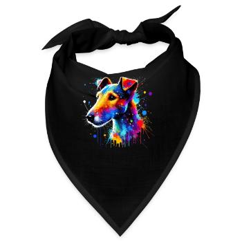 Colorful Splash Art Glatter Foxterrier - Bandana - Schwarz - Vorne