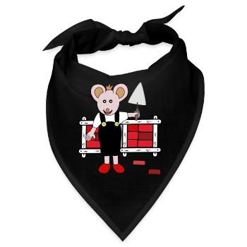 Maus Mäuse Maurer Handwerker Handwerk Berufe - Bandana - Schwarz - Vorne