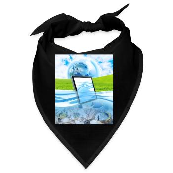 Frutiger Aero Aesthetic Tech Wasserfische Monitor - Bandana - Schwarz - Vorne