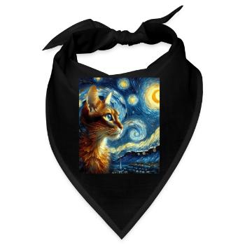 Abessinier Orange Katze Sternennacht Gemälde - Bandana - Schwarz - Vorne