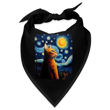Abessinier Orange Katze Sternennacht Gemälde - Bandana - Schwarz - Vorne