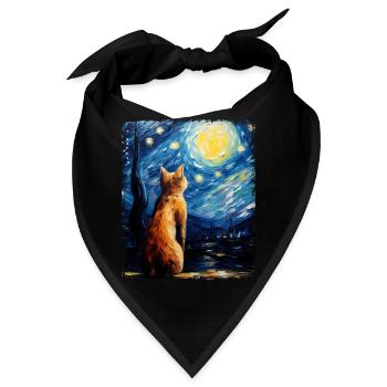 Abessinier Orange Katze Sternennacht Gemälde - Bandana - Schwarz - Vorne