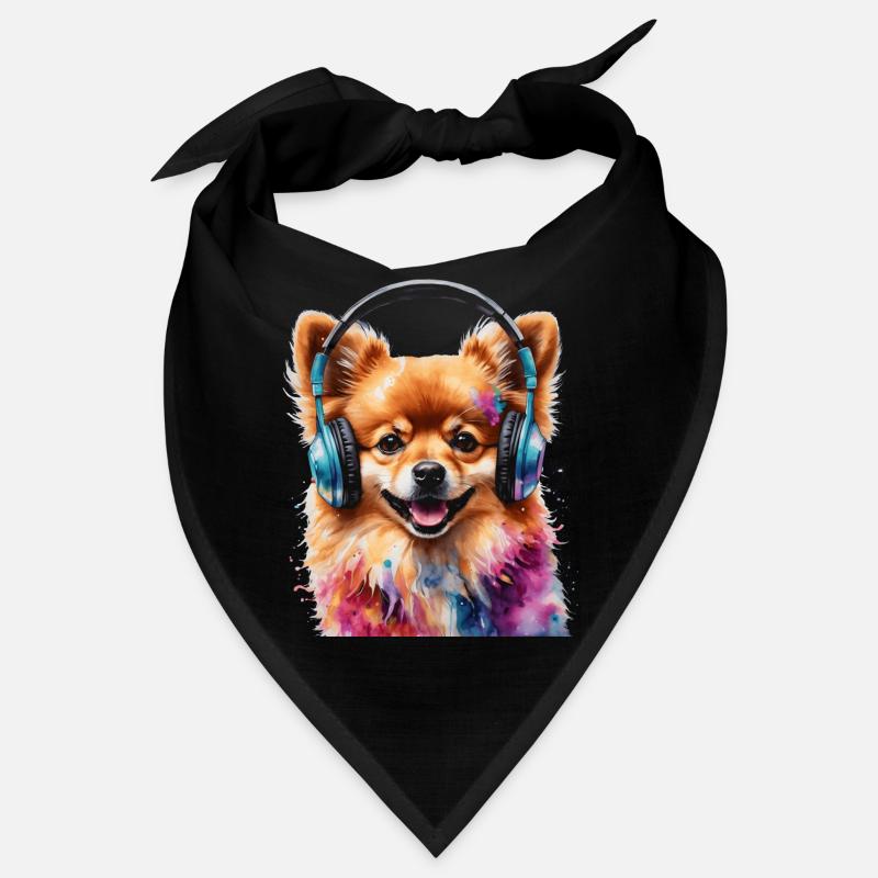 Pomeranian Zwergspitz Kopfhörer Hund Print Bandana