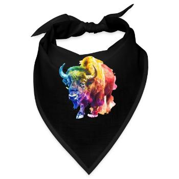 Bunter Buffalo in Regenbogenfarben - Bandana - Schwarz - Vorne