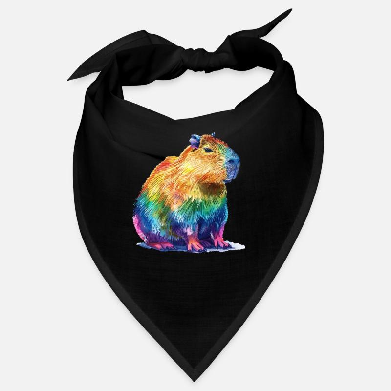 Capybara Regenbogen Farbenfrohes Capybara Portrait Bandana
