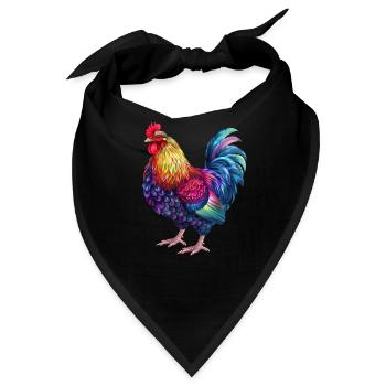 Hahn Regenbogen – Bunte Farbenpracht - Bandana - Schwarz - Vorne