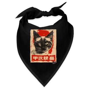 Propaganda-Stil: Siamesische Katze - Bandana - Schwarz - Vorne