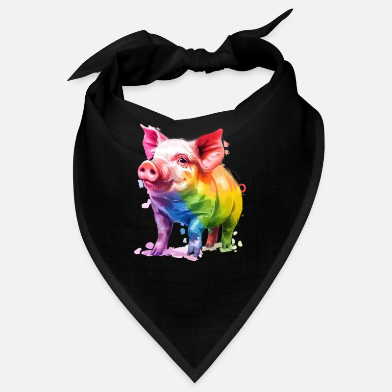 Buntes Schwein Kunstwerk Regenbogenfarben Bandana