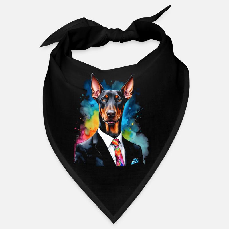 Dobermann Anzug Hund Bunt Lustig Tier Design Print Bandana