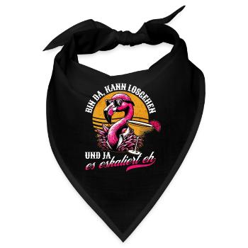 'Bin da kann losgehen' Flamingo-Design Mädelsabend - Bandana - Schwarz - Vorne