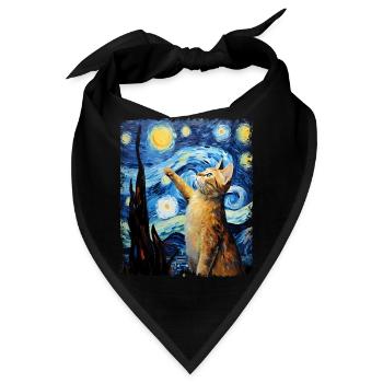 Abessinier Orange Katze Sternennacht Gemälde - Bandana - Schwarz - Vorne