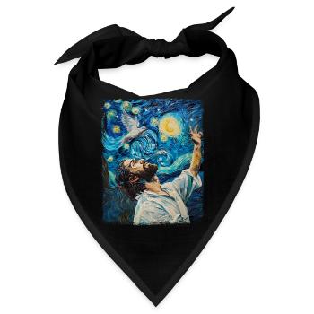 Jesus Weiße Taube Christliche Sternennacht Malerei - Bandana - Schwarz - Vorne