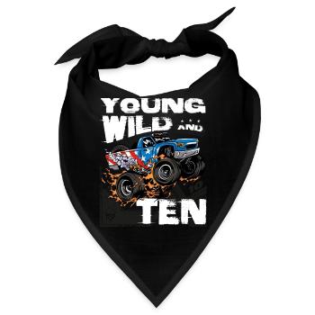 m Young, Wild und 10. Geburtstag Boy Monster Truck - Bandana - Schwarz - Vorne